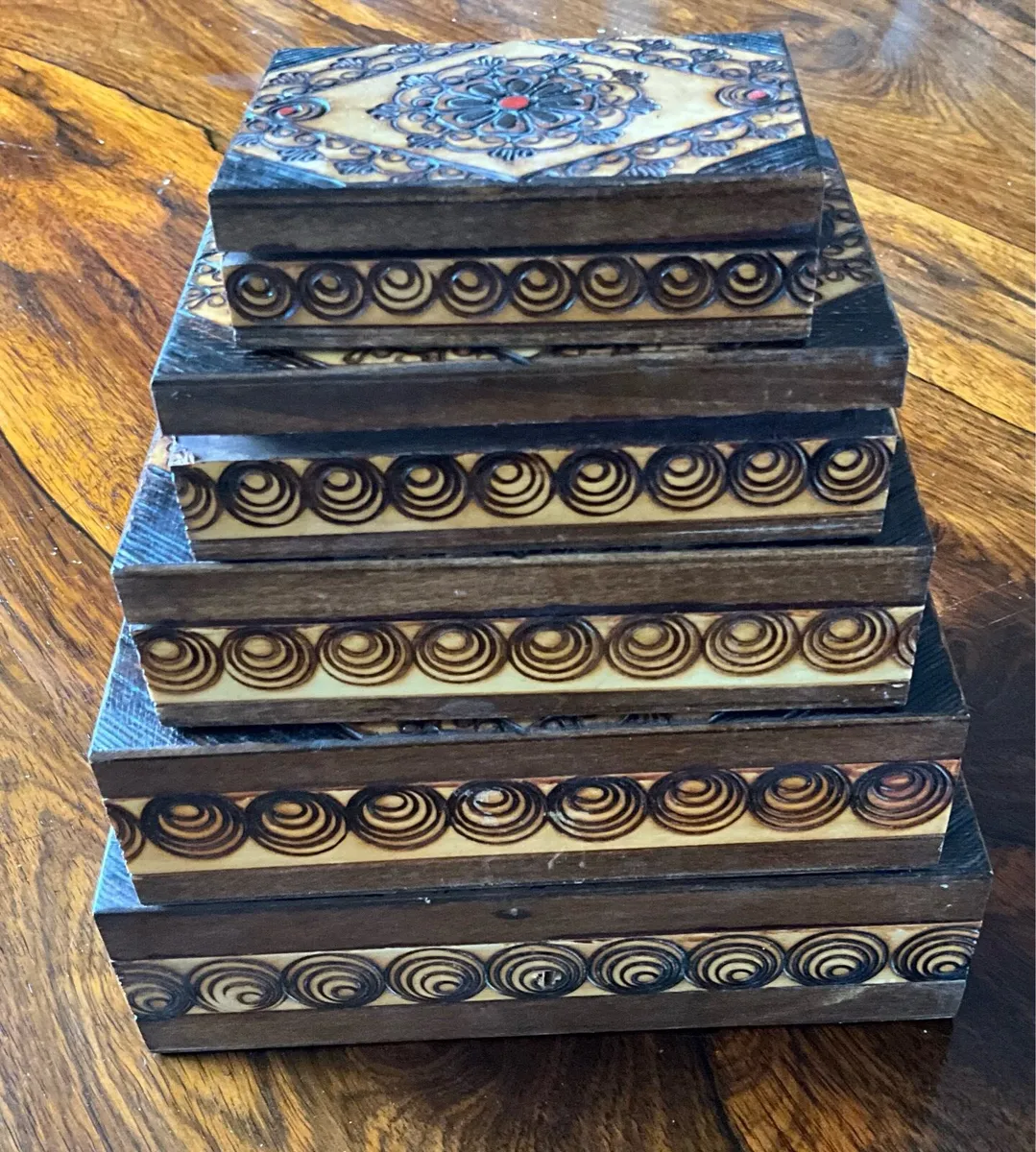 Set of 5 Decorative Wooden Boxes - Image 1