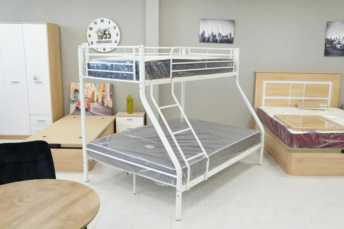 White Double Metal Bunk Bed FREE DELIVERY - Image 1
