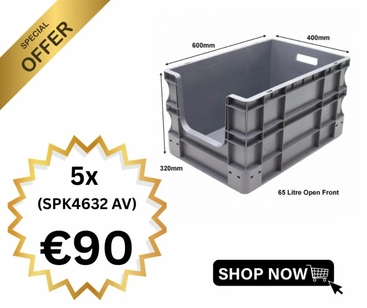 Pack of 5 - Brand new 65L open front  boxes - Image 1