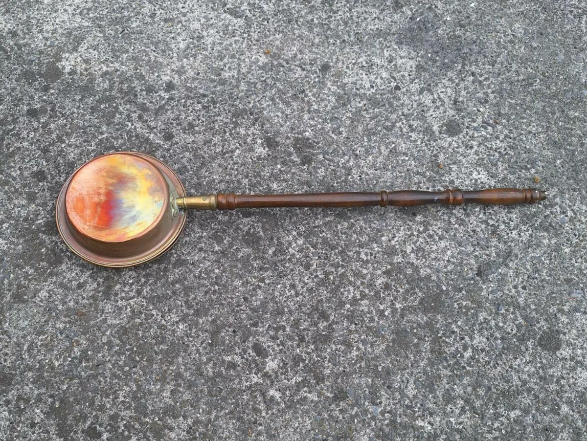19th century copper warming pan - Image 2