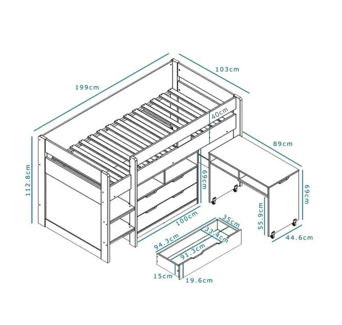 Single bed frame with storage - Image 2