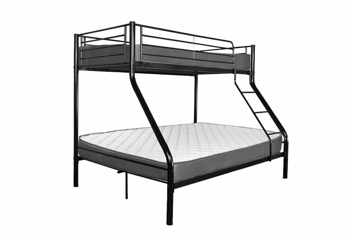Black Double Metal Bunk Bed Free Delivery - Image 1