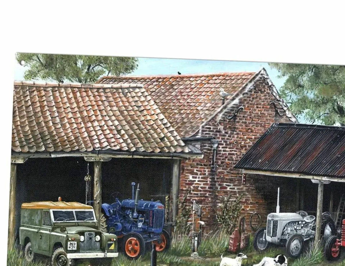 Vintage Tractor scene tin sign - Image 3