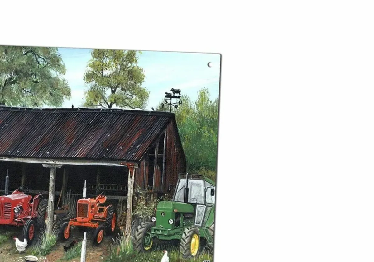 Vintage Tractor scene tin sign - Image 4