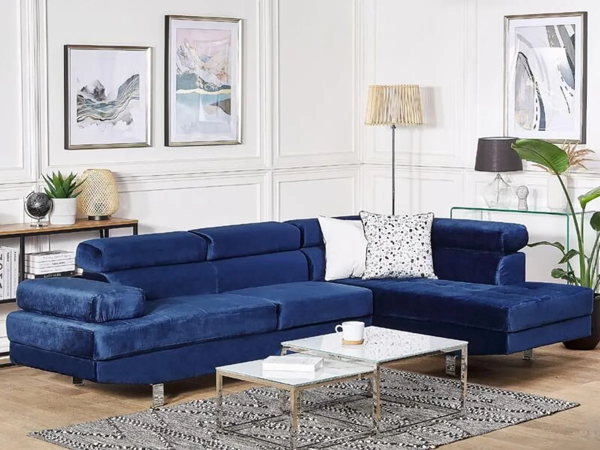 L Shape Sofa Velvet - Free Delivery in Ireland - Image 1