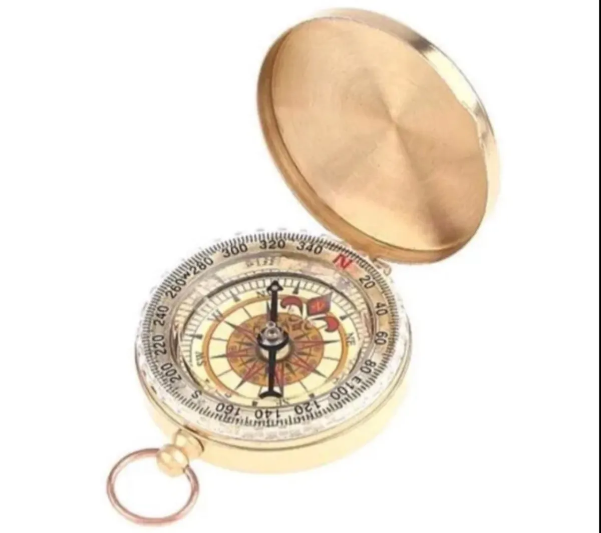 Vintage Style Brass Pocket Compass NEW - Image 1