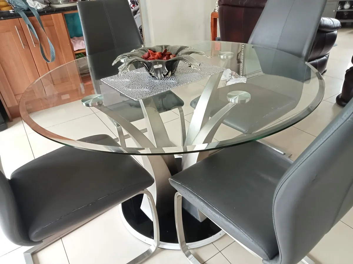 Glass Dining Table & 4 Chairs - Image 1