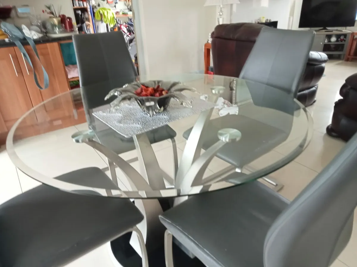 Glass Dining Table & 4 Chairs - Image 3