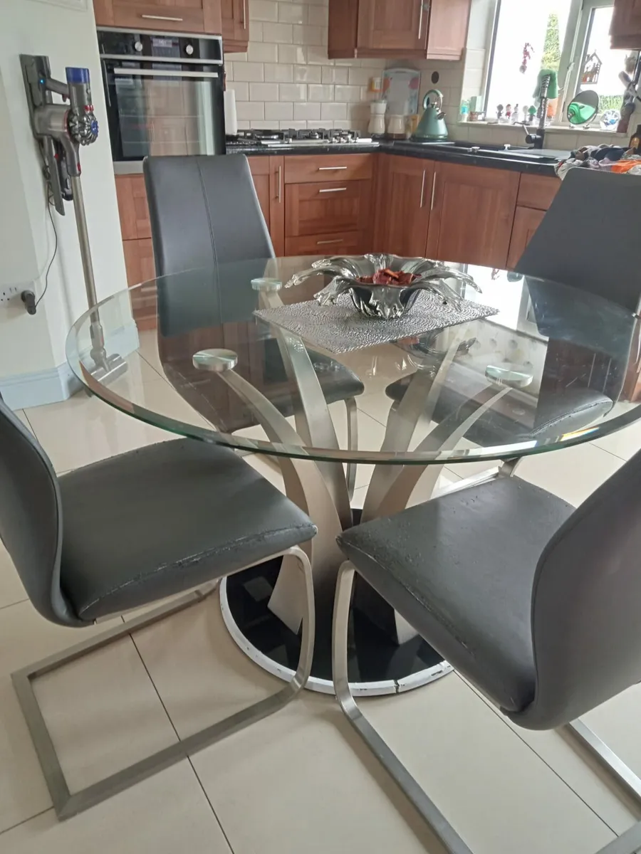 Glass Dining Table & 4 Chairs - Image 4