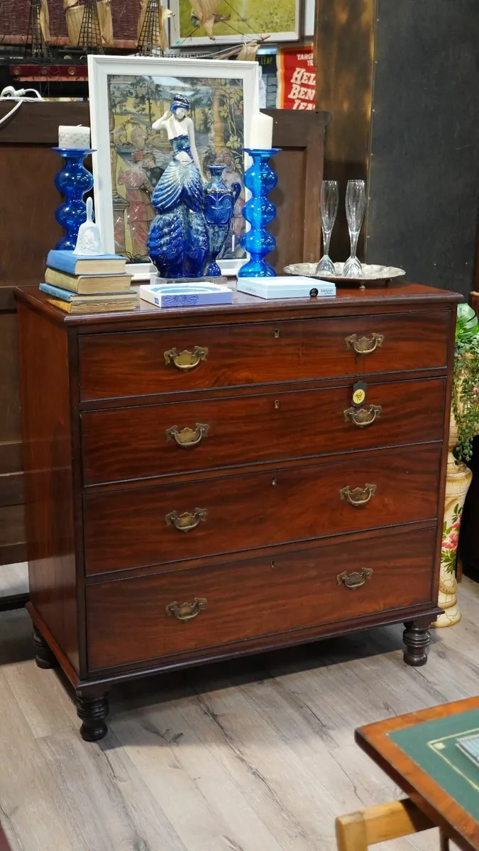 🪵 Antique Mahogany Chest of Drawers – Georgian St - Image 2