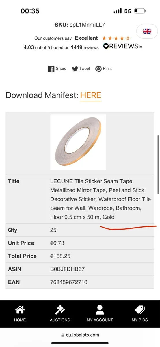 LECUNE Tile Sticker Seam Tape
