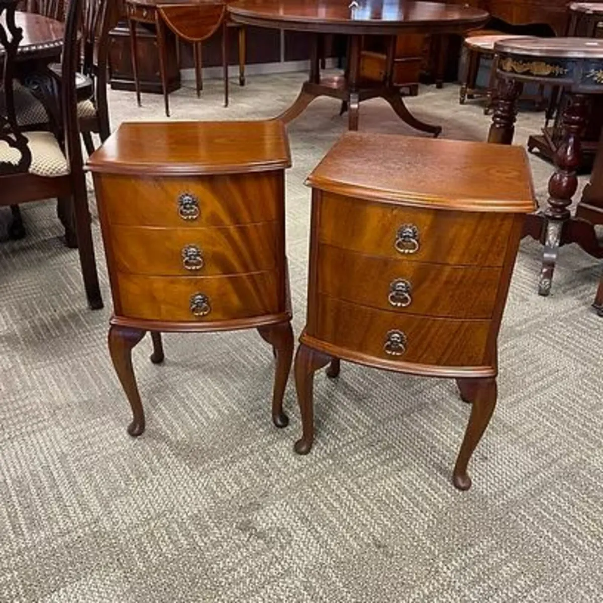 Fabulous pair of mahogany bow front side lockers.