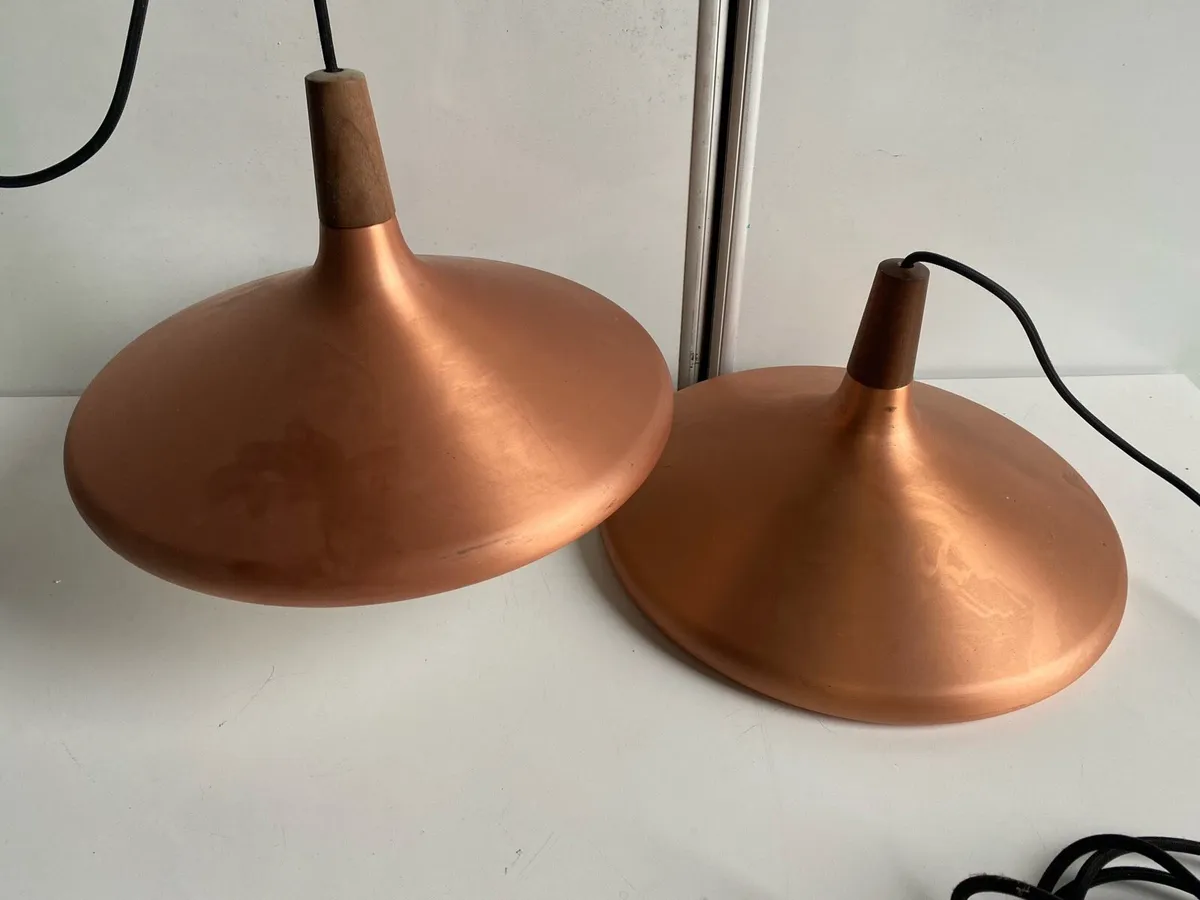 Metallic Copper Pendant Lights Set of 2 - Image 1