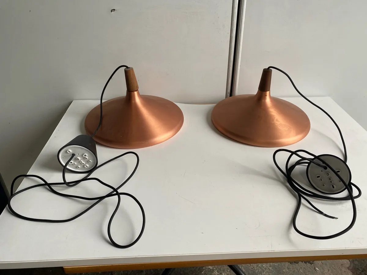 Metallic Copper Pendant Lights Set of 2 - Image 3