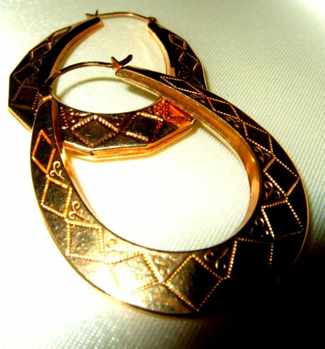 Vintage Hallmarked 9ct Large Hoop Earrings - Image 1