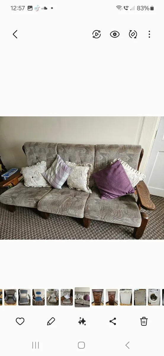 Dutch 3 seater couch + 2 Armchairs - Image 1