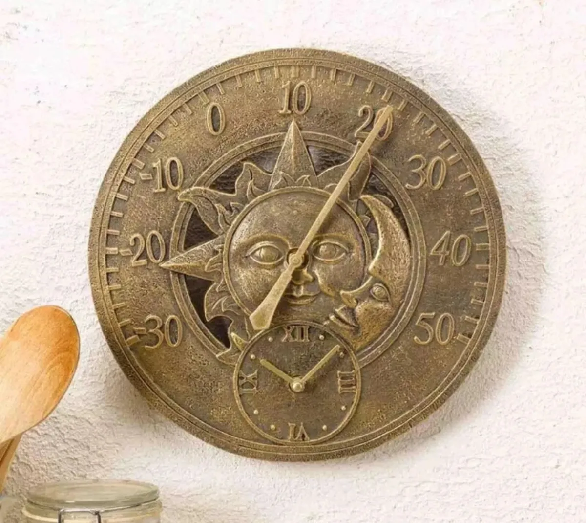 NEW Outdoor Sun & Moon Clock Thermometer - Image 2