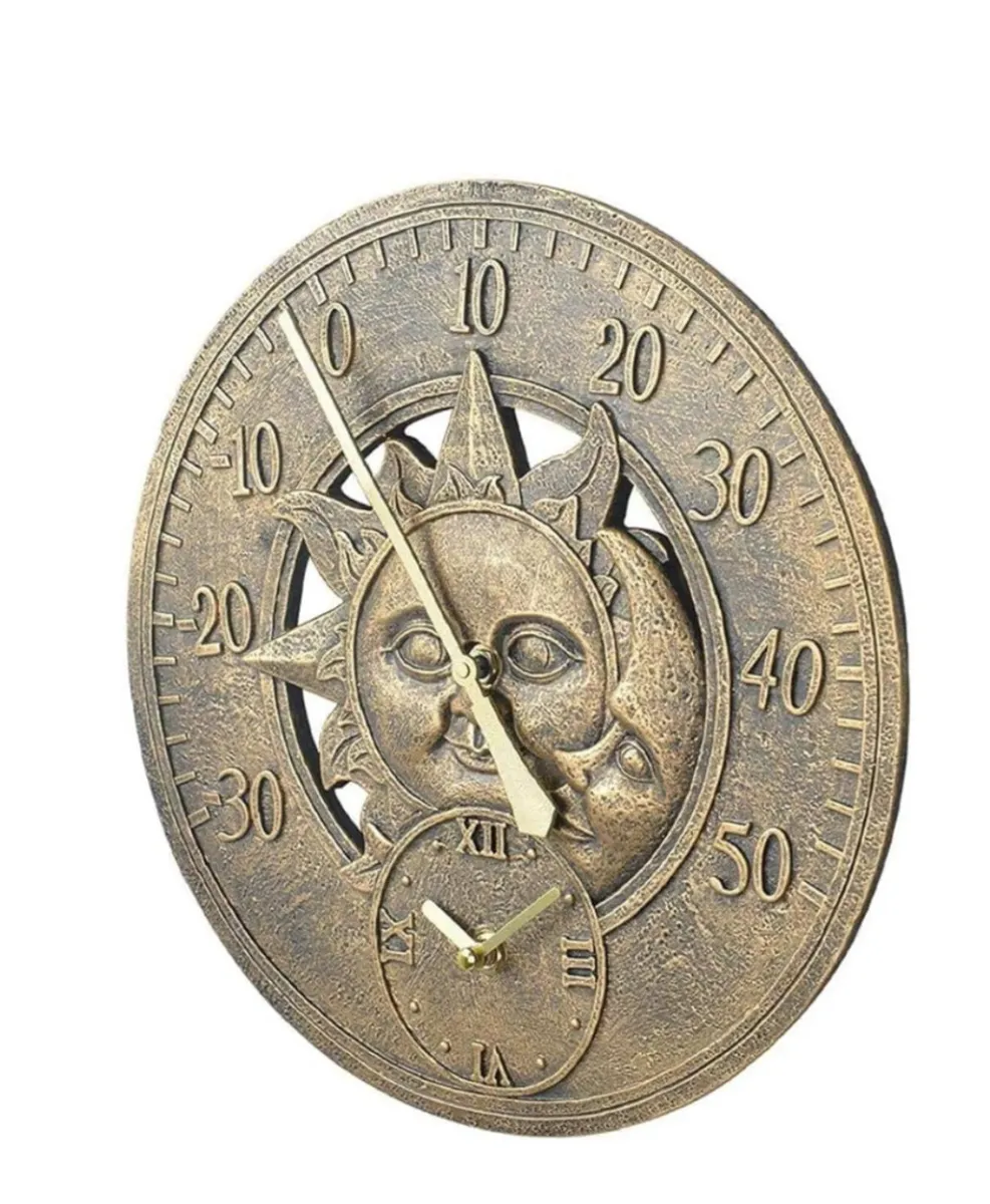 NEW Outdoor Sun & Moon Clock Thermometer - Image 3