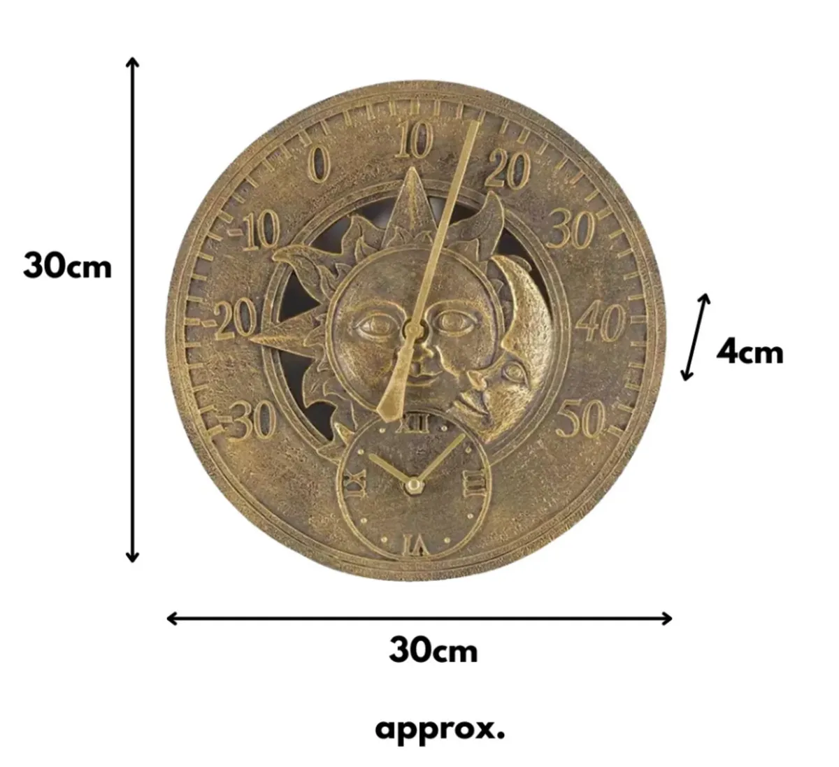 NEW Outdoor Sun & Moon Clock Thermometer - Image 4