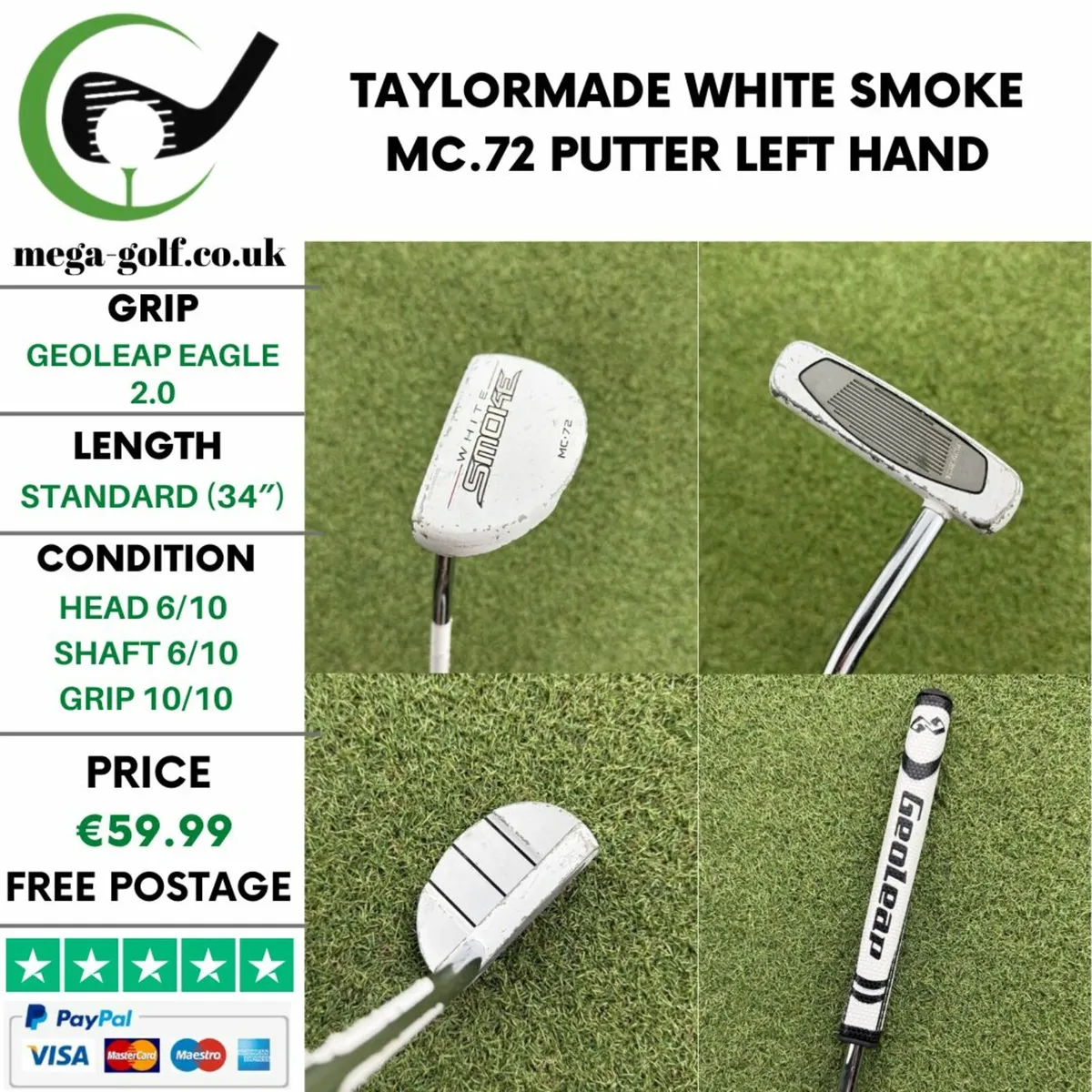 TAYLORMADE WHITE SMOKE MC.72 PUTTER / 34″ - Image 1