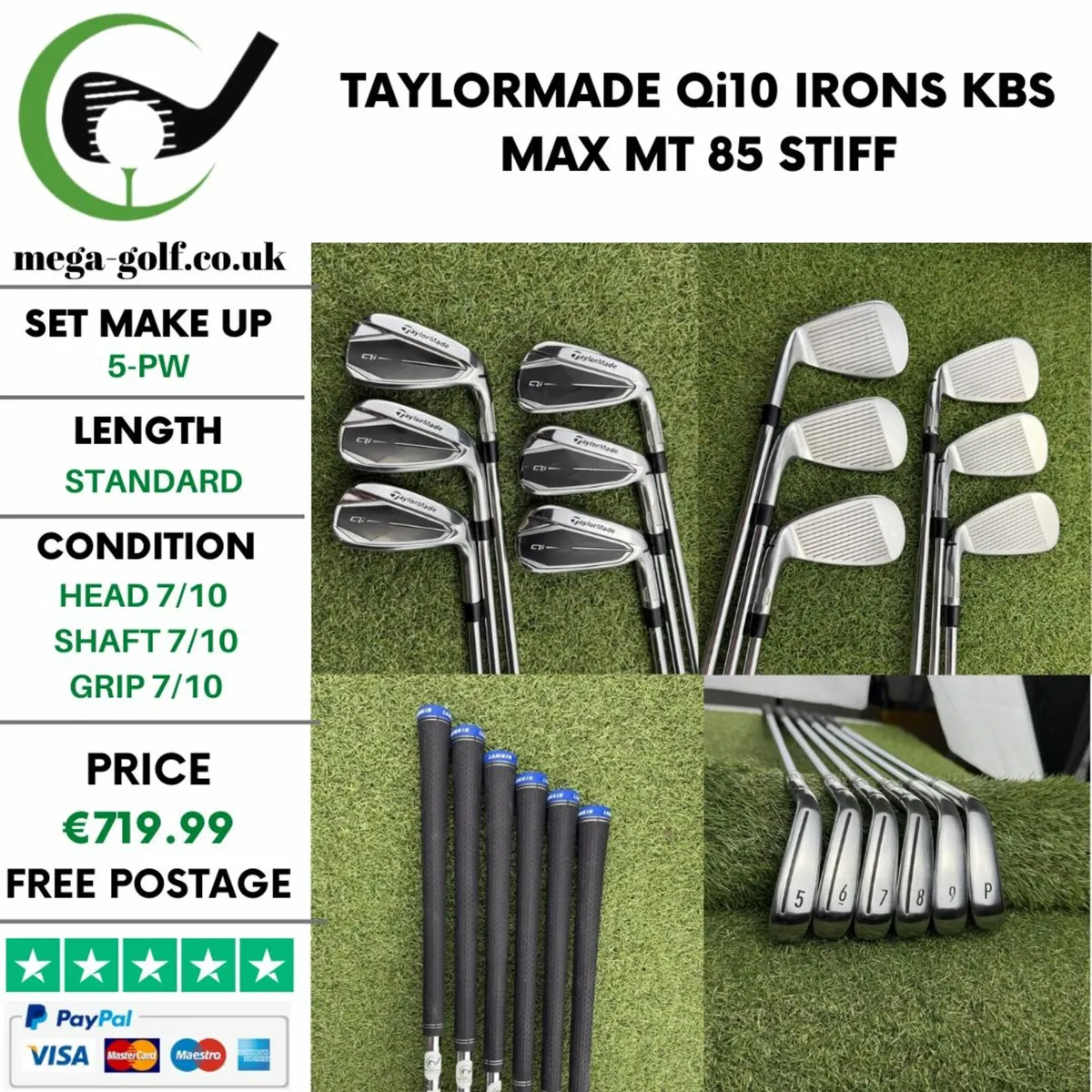 TAYLORMADE Qi10 IRONS / 5-PW / KBS MAX MT 85 STIFF - Image 1