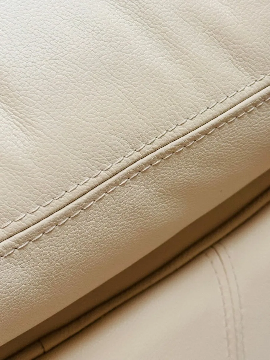 Cream Leather 2-Seater Sofa - Image 3