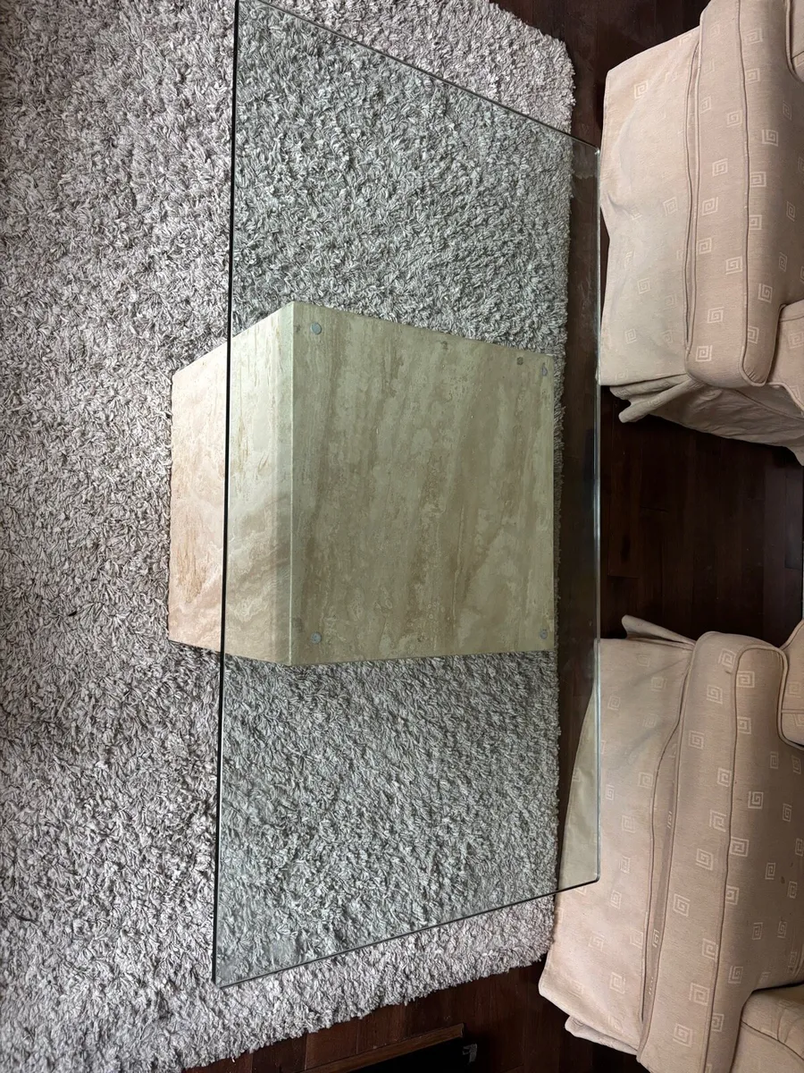 Marble and Glass coffee table - Image 3