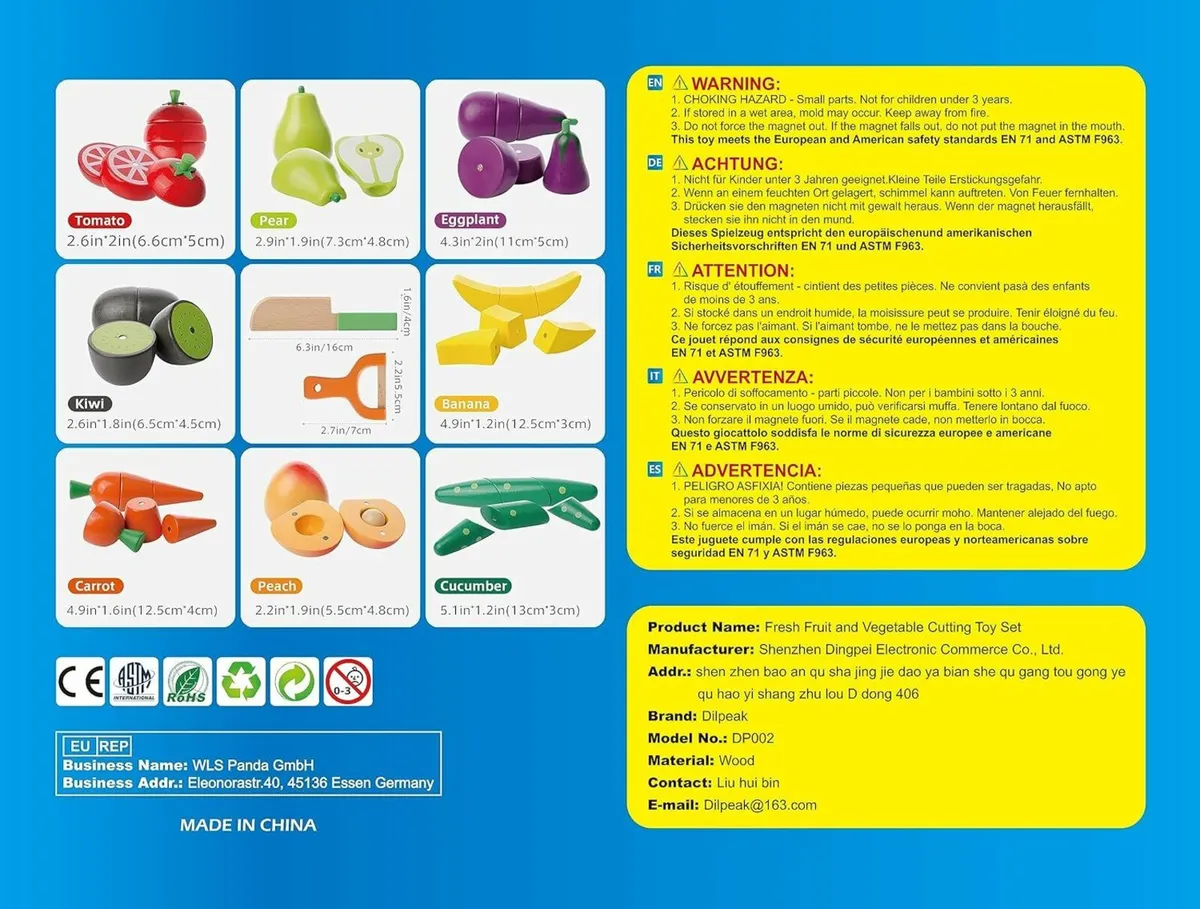 Kids Fruits and Vegetables Magnetic Wooden Toy - Image 2