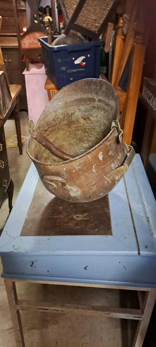 Vintage Copper and Brass Coal Bucket - Image 1