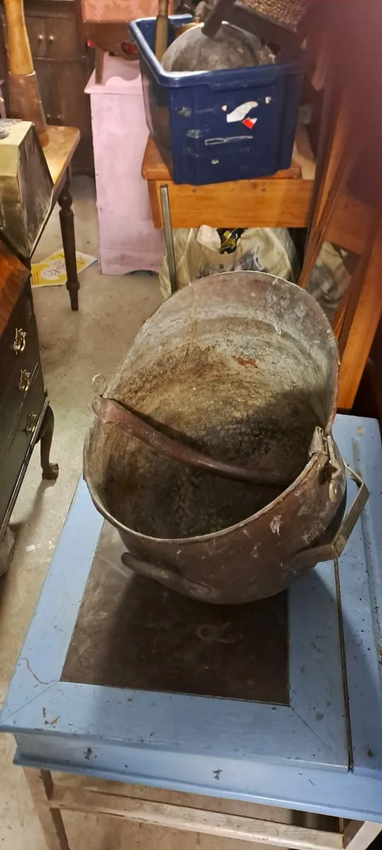Vintage Copper and Brass Coal Bucket - Image 2