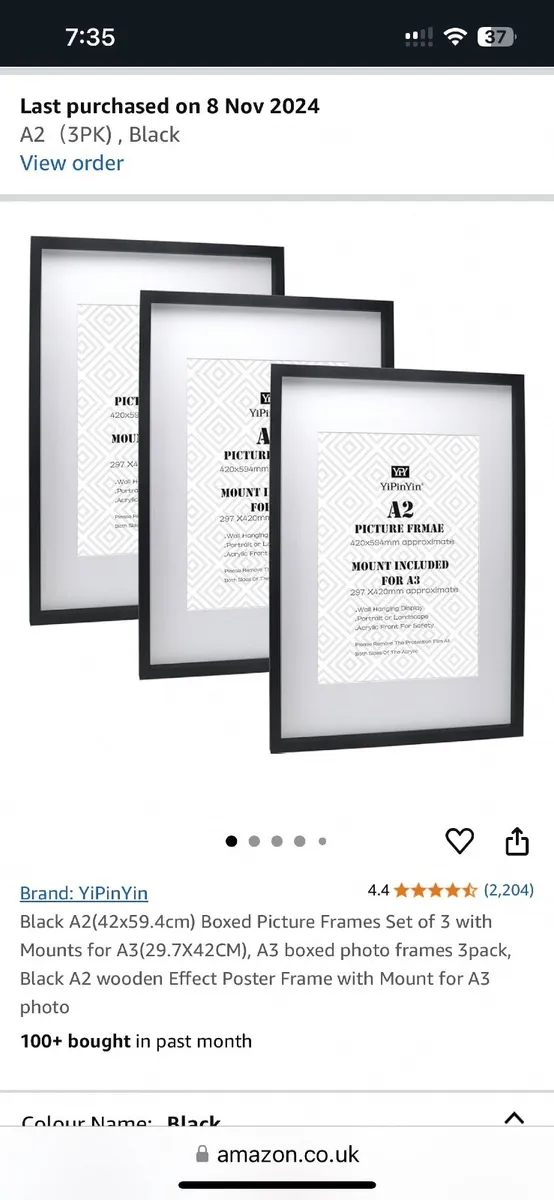 3 Brand New A2 Black Frames . Never Used! - Image 2