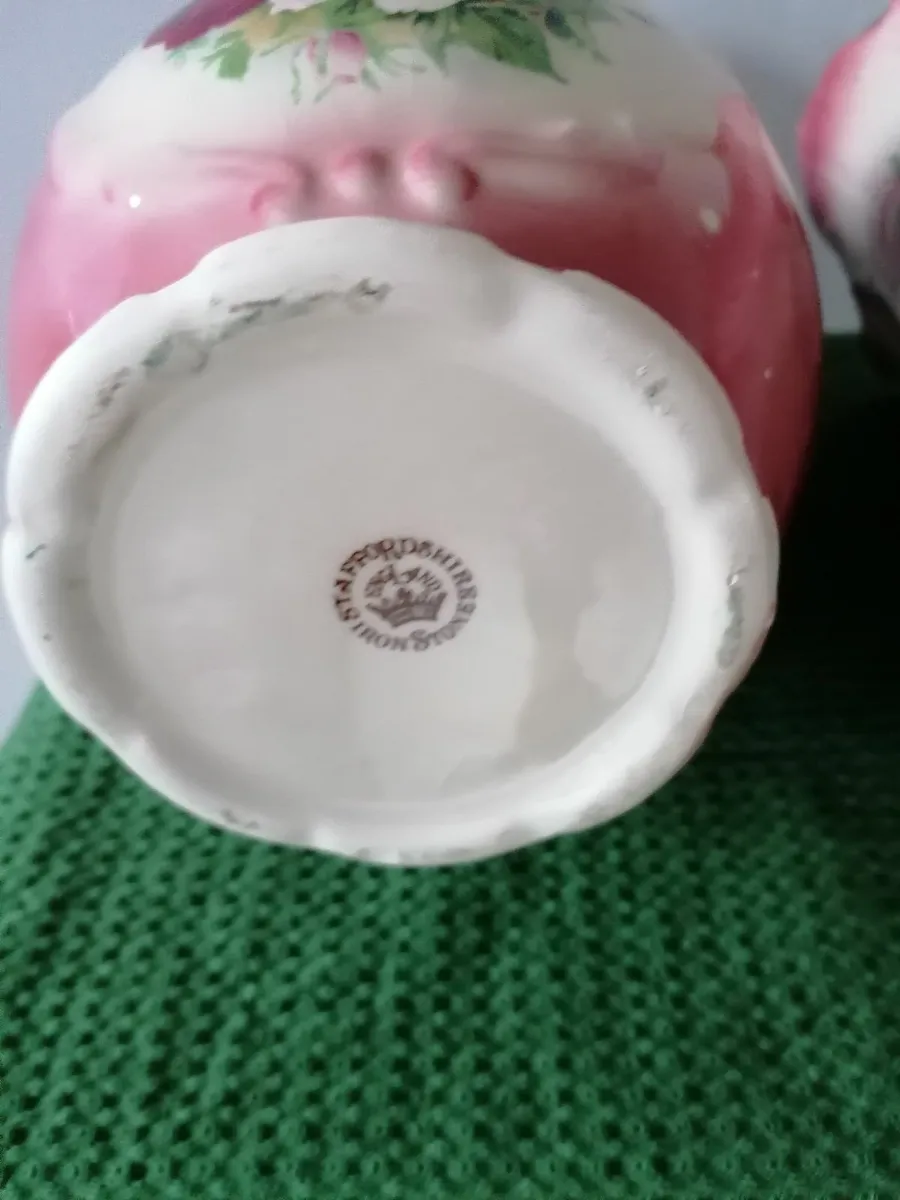 Pink Staffordshire Ironstone Vintage Vases - Image 2