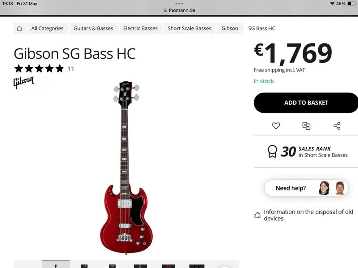 Gibson SG Bass with Fender Rumble 100w Amp. - Image 4