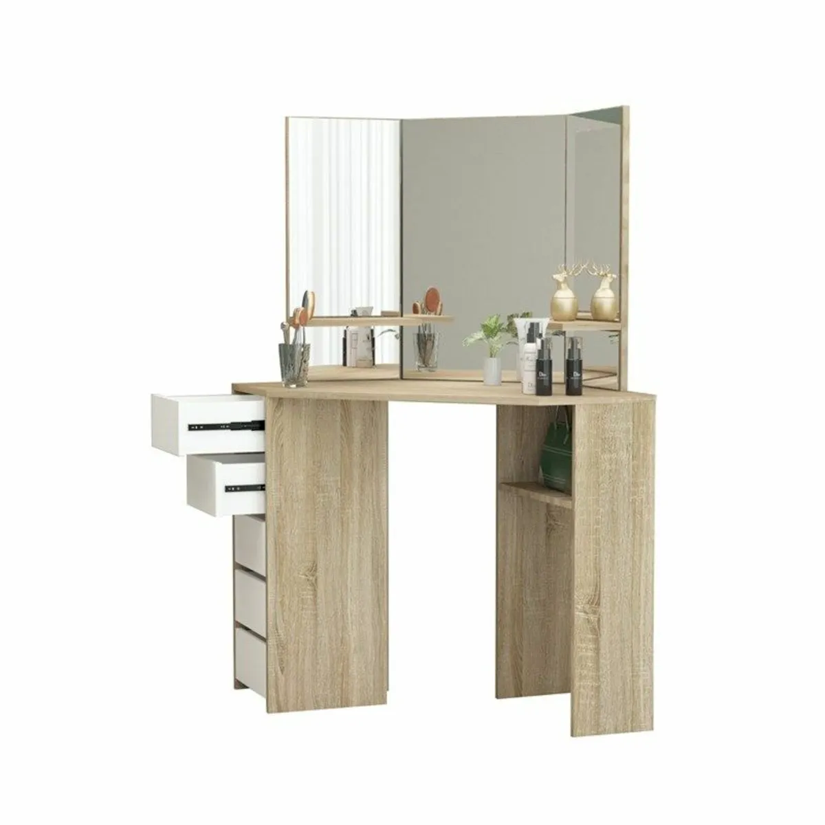 Dressing Table with LED Lighting Oak colour Corner - Image 4