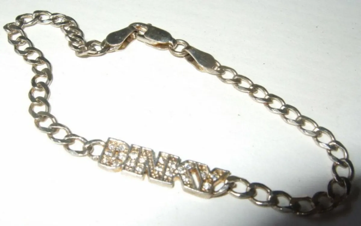 Vintage Hallmarked Silver Gemset Logo Bracelet - Image 1