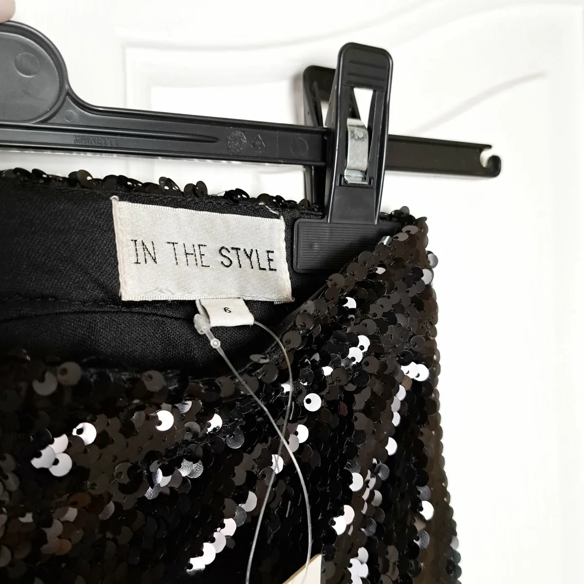 In The Style Black Sequin Wide Leg Trousers 6UK - Image 2