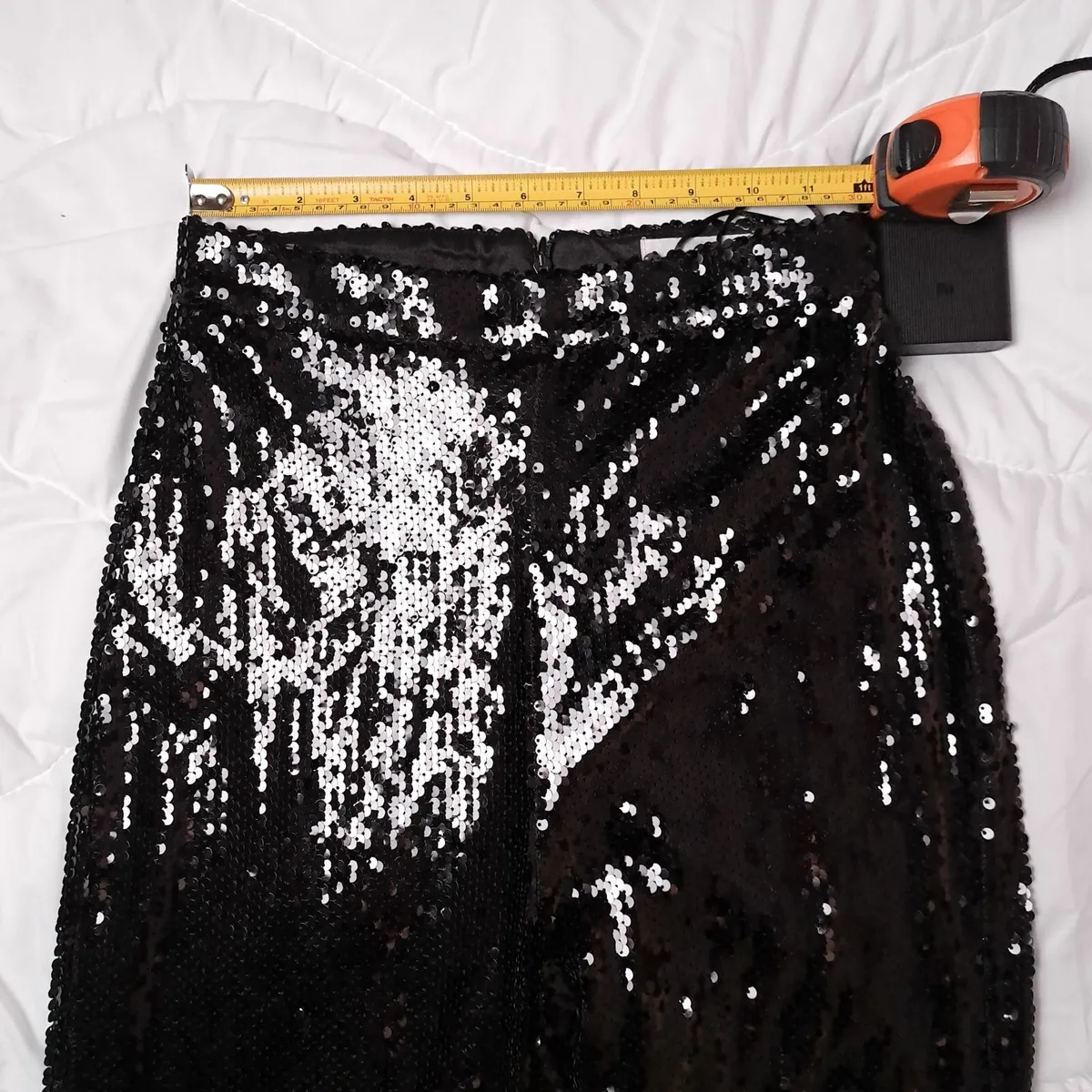 In The Style Black Sequin Wide Leg Trousers 6UK - Image 3