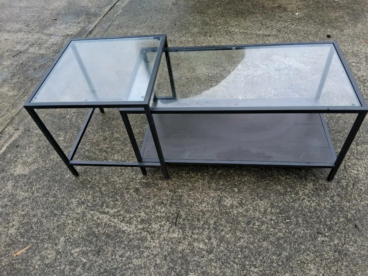 Glass coffee table with glass panels