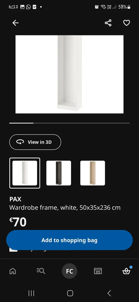 Ikea Pax Wardrobe (50x36x236) - Image 4