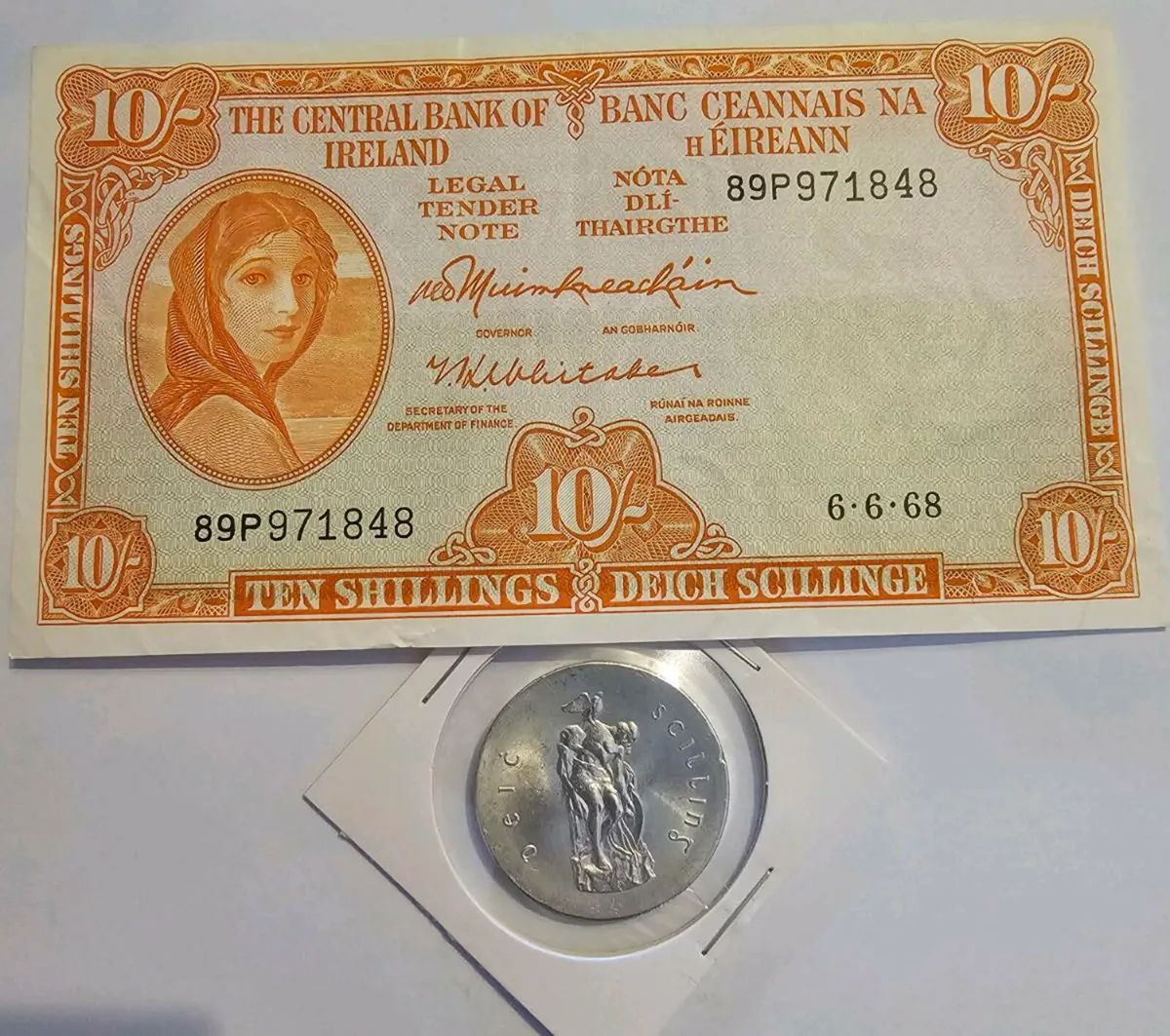 Irish Silver coin and note - Image 2