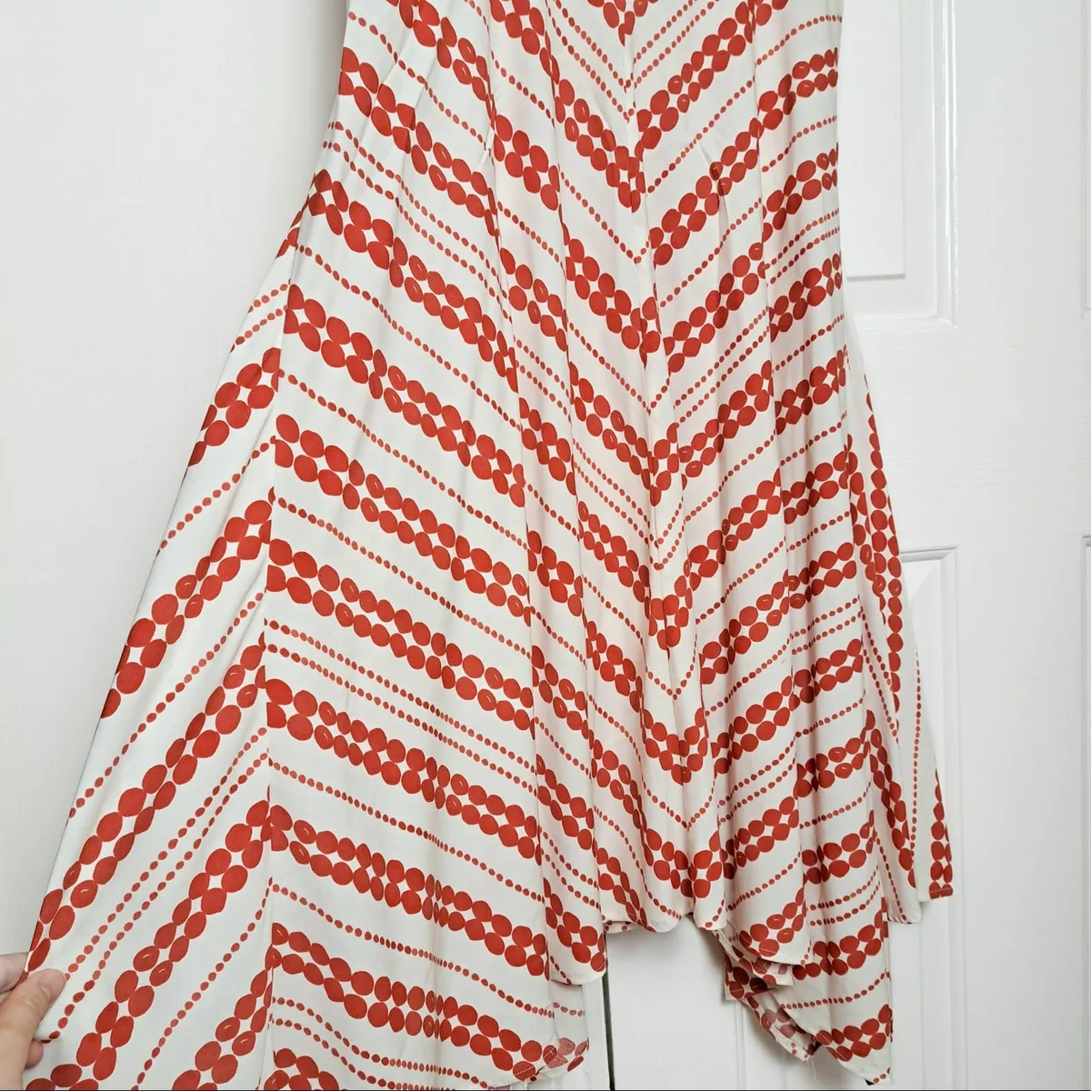 Mint Velvet Red White Sleeveless Midi Dress 12UK - Image 2
