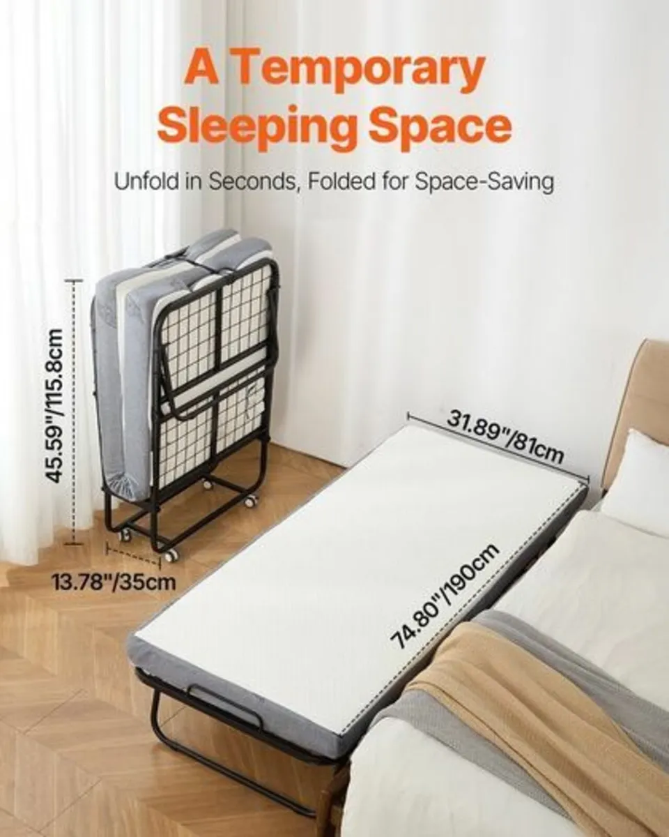 Rollaway Bed Folding with 5 inches Foam Mattress - Image 2