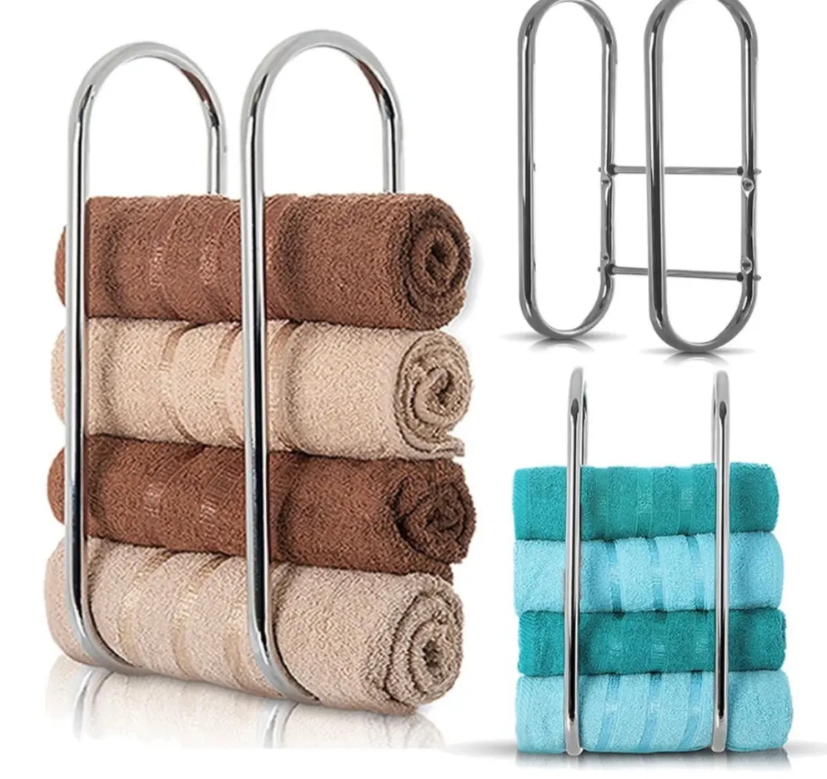 Wall Mounted Chrome Towel Holder Bathroom NEW - Image 2