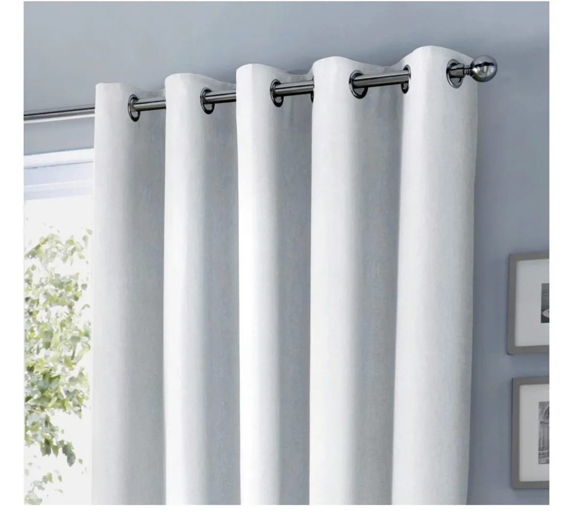Fully Lined Eyelet Ring Top Curtains - White (46" - Image 3