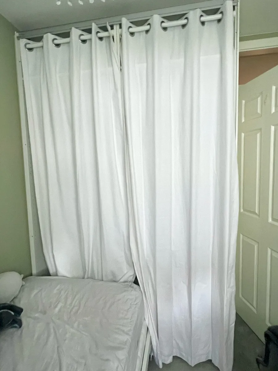 Fully Lined Eyelet Ring Top Curtains - White (46" - Image 4