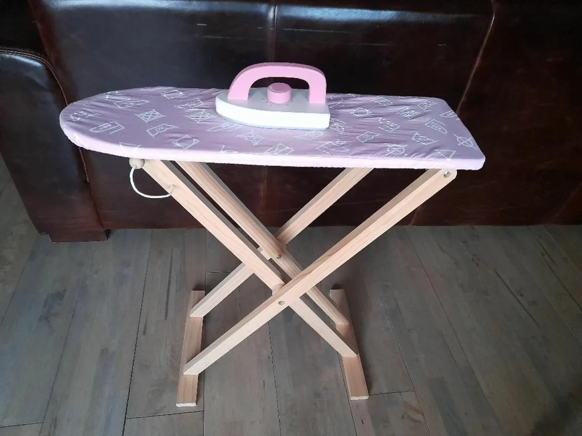 Wooden Ironing Board and Iron