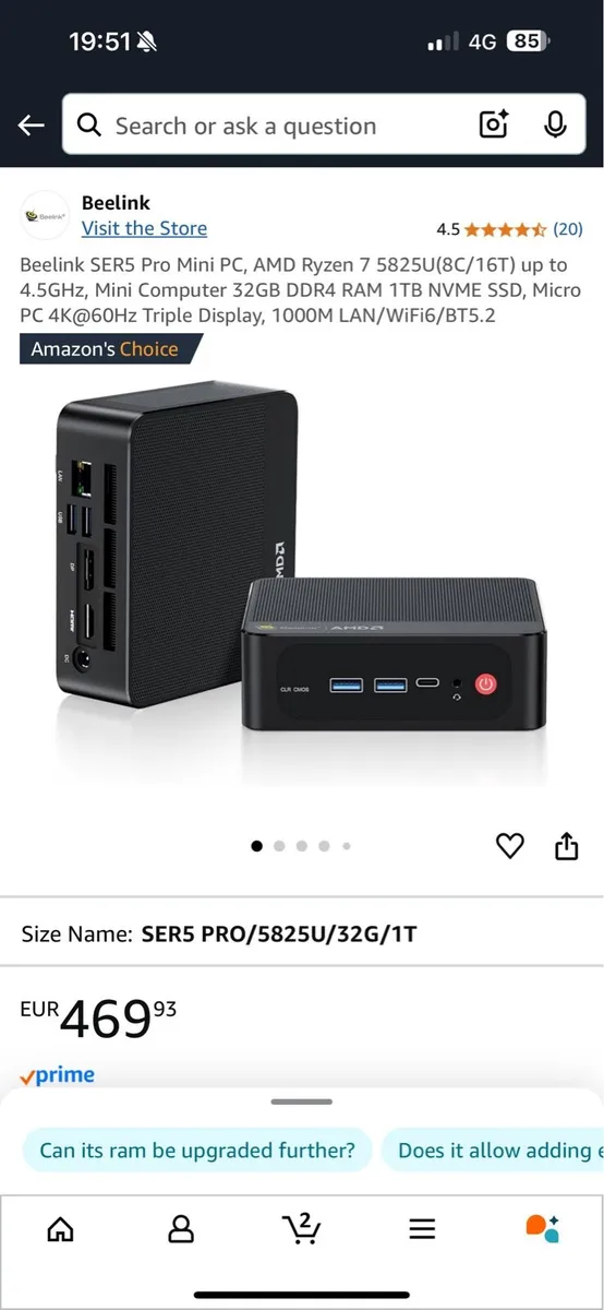 BeeLink SER5 mini pc - Image 1