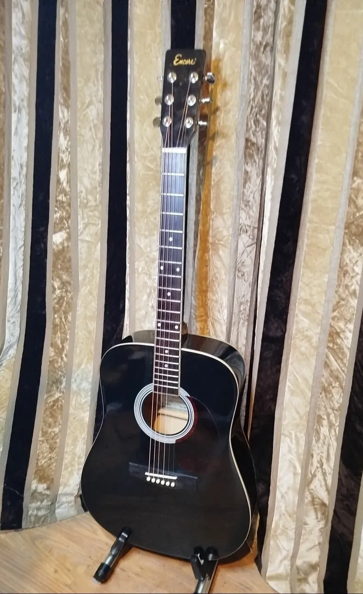 Encore Acoustic Guitar Black - Image 2