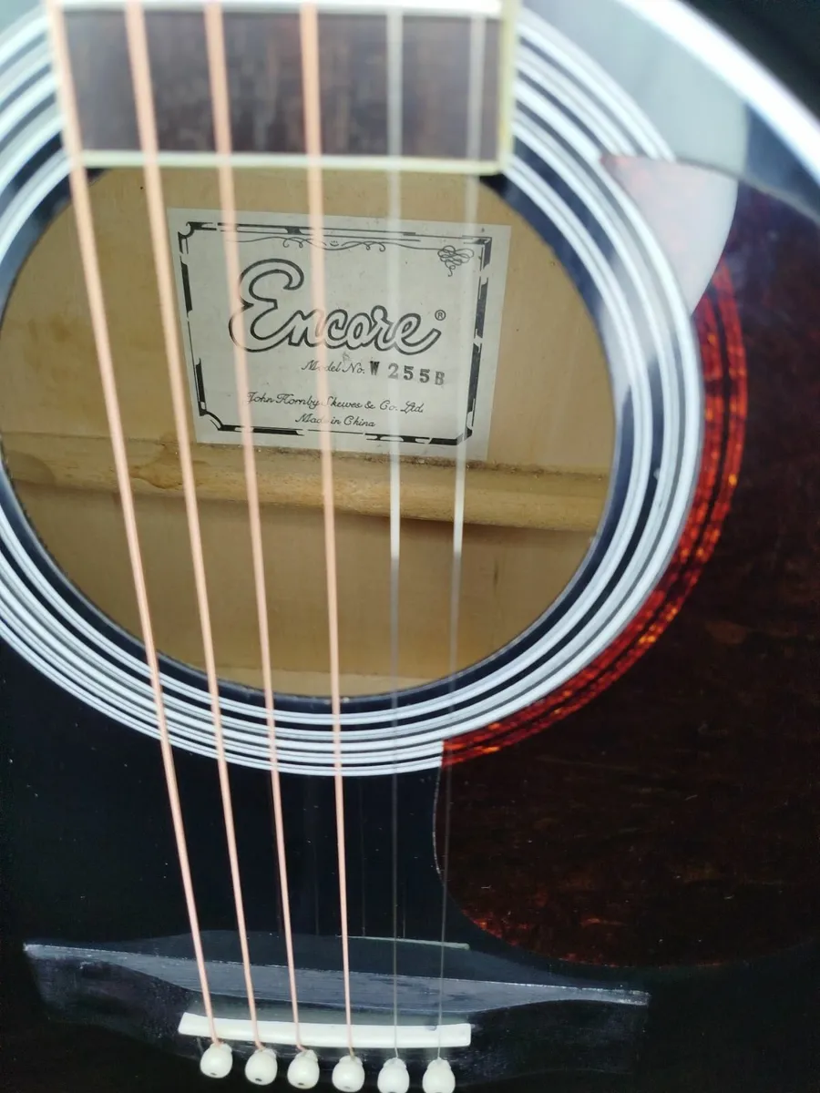 Encore Acoustic Guitar Black - Image 3