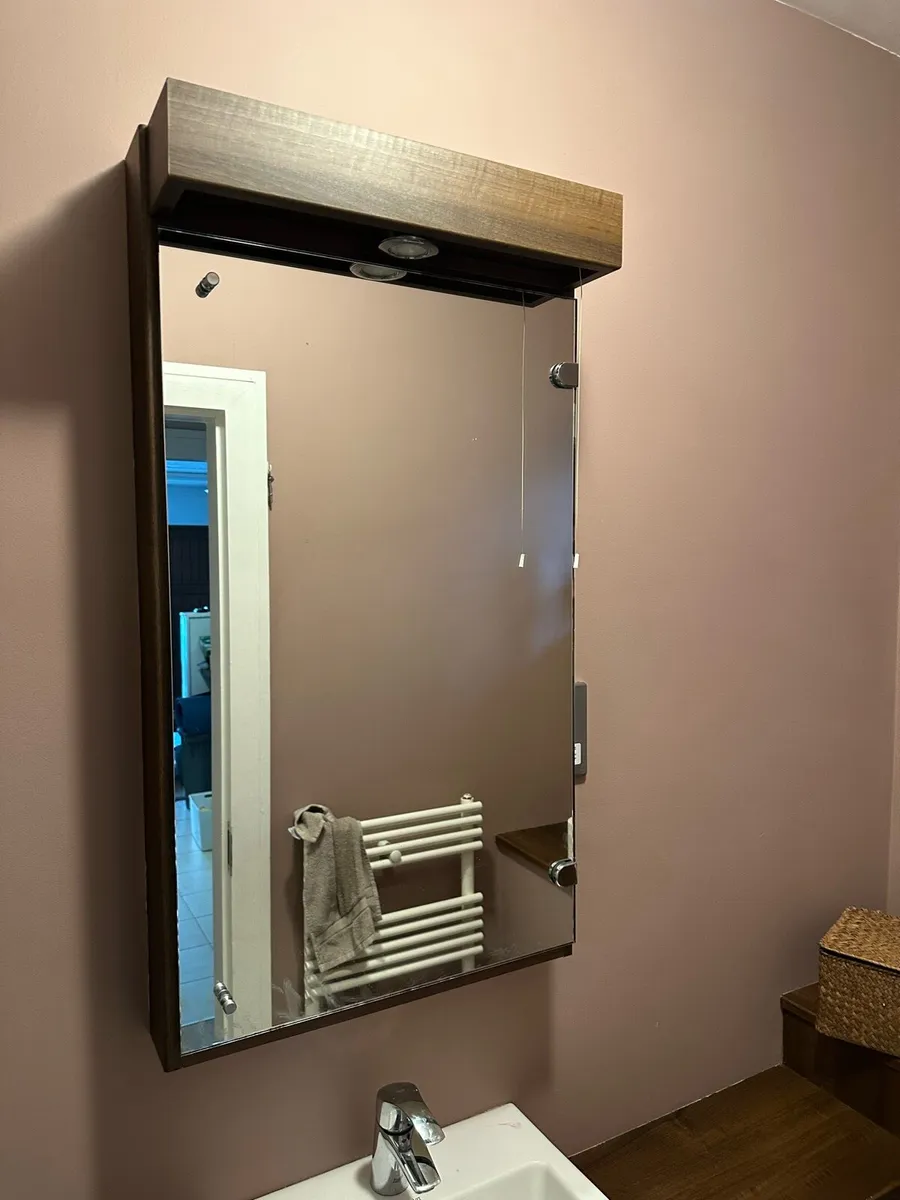 Bathroom mirror and shower door - Image 1